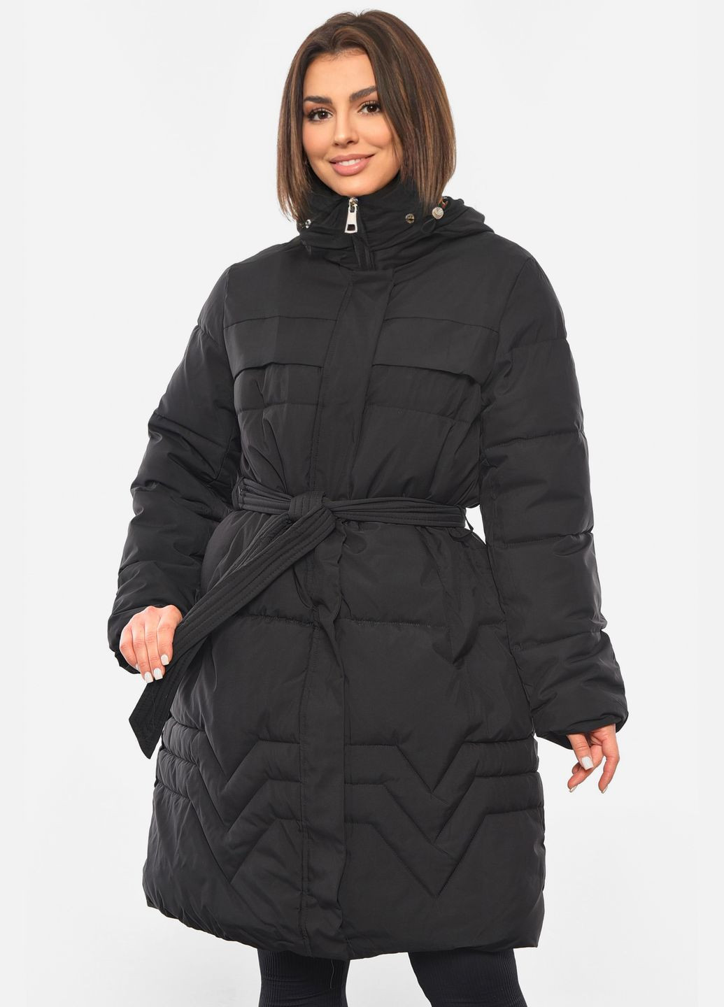 Черная зимняя куртка женский зимняя черного цвета Let's Shop