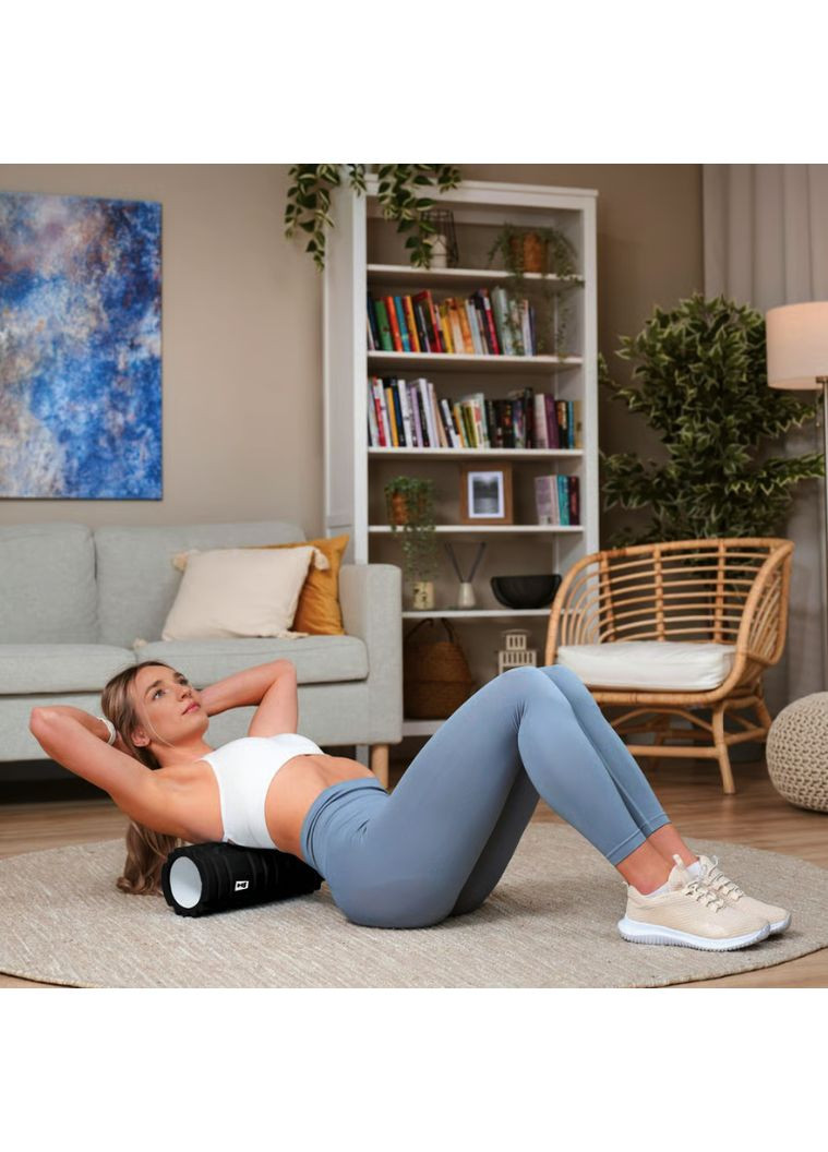 Роллер массажер (валик, ролик) EVA 33см HS-A033YG черный Hop-Sport (361951562)