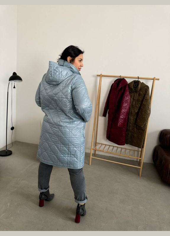 Блакитне демісезонне Пальто Ніколетта стильне жіноче подовжене демісезонне пальто однобортне Mirage