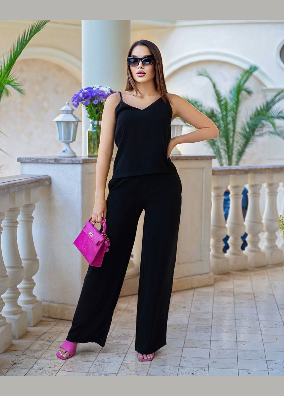 Жіночий костюм-двійка колір чорний р.42/44 453588 New Trend (286330190)