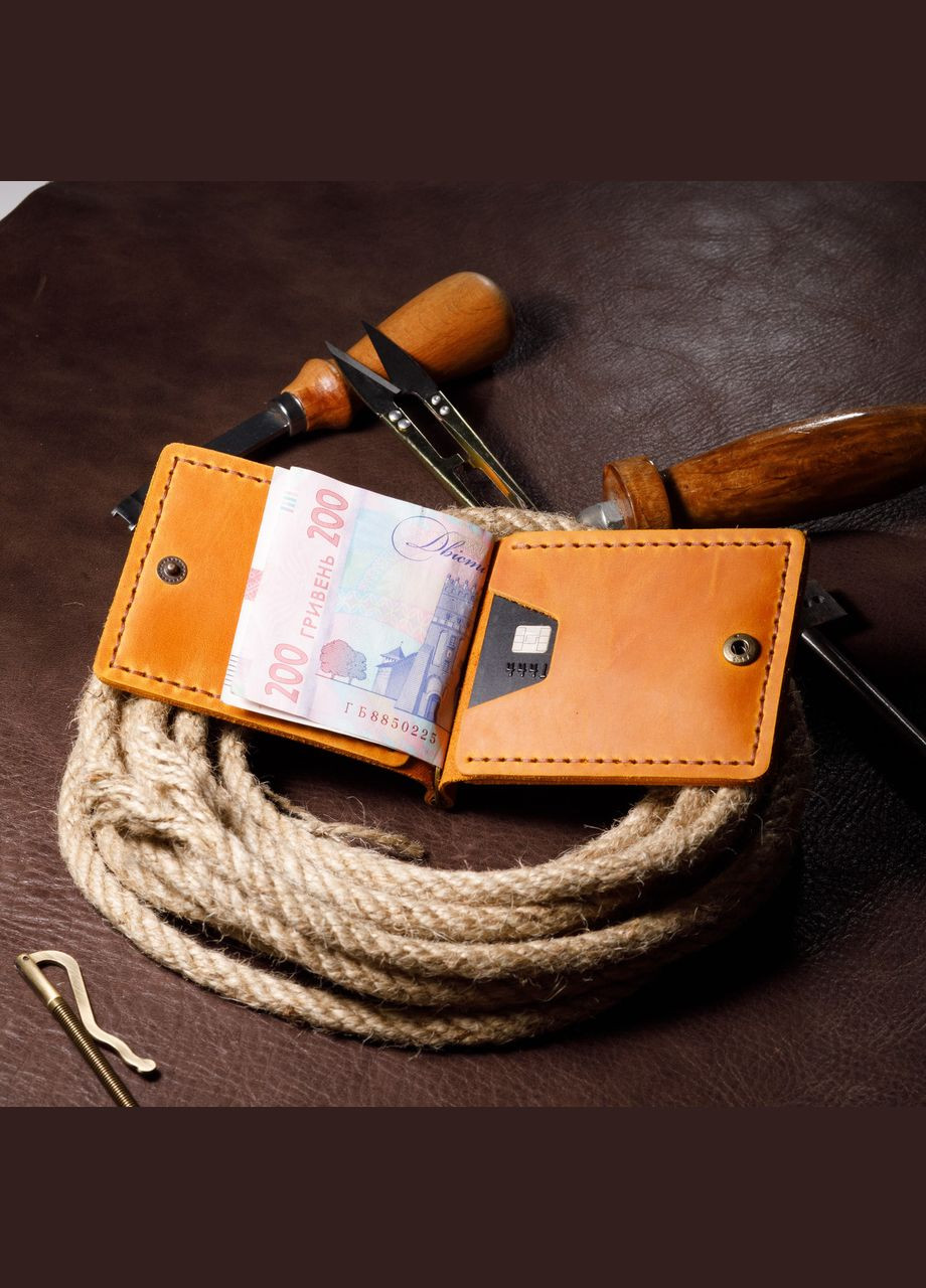 Затискач для грошей чоловічий шкіряний з відділеннями для карт, місткий гаманець ручної роботи, No Brand (354721322)