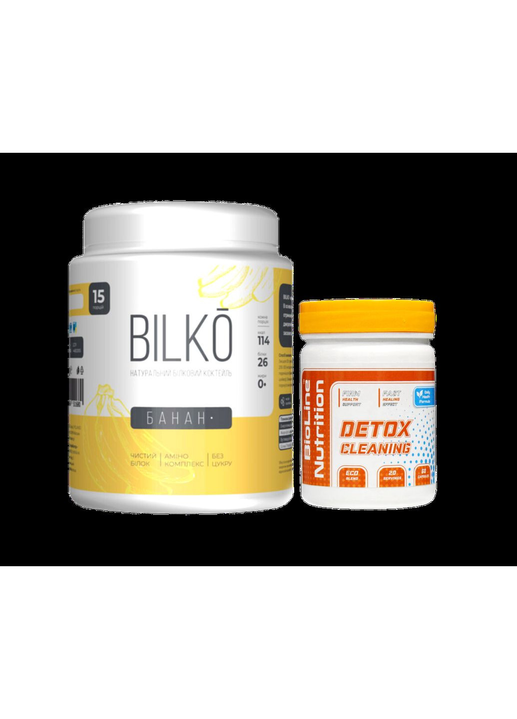 Протеїн 450 г (15 порцій). Смак Банан + Detox Cleaning BioLine Nutrition 60 капсул Bilko (369944929)