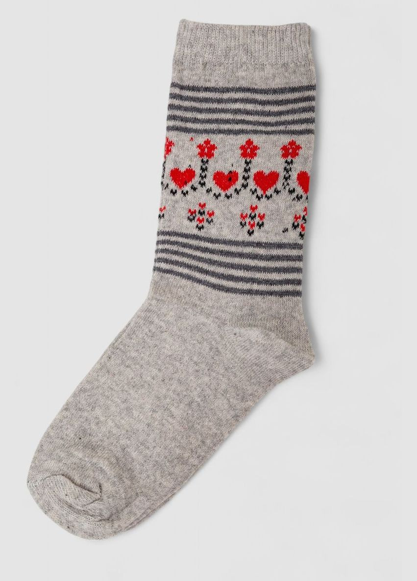 Сірі шкарпетки жіночі з принтом, колір бежевий, 238r336-4 Bulut (361030838)