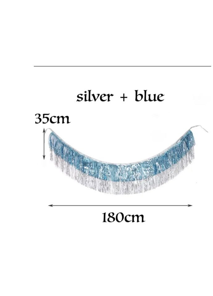 Гирлянда из дождика для фотозоны 180 на 35 см серебристо-голубой Jannet Дощик (316680227)