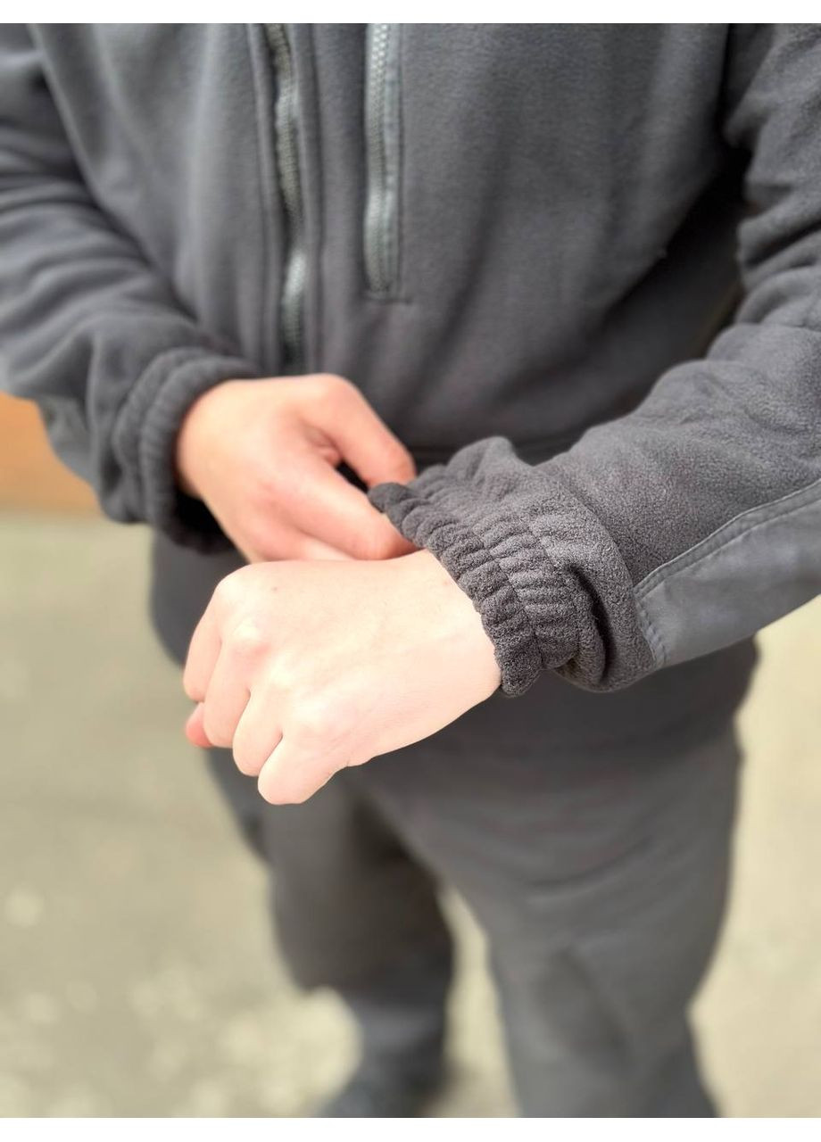Тактическая флисовая кофта черная с плащевкой полиция No Brand (361373299)