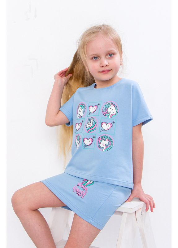 Голубой летний комплект для девочки (футболка+юбка) (p-4735) Носи своє