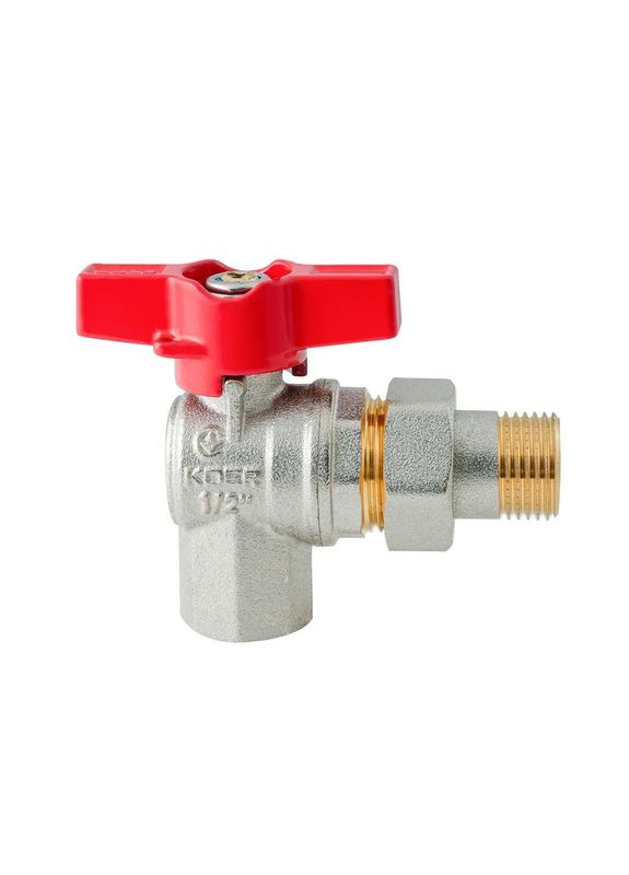 Кран с американкой угловой Extreme KE.228-15 - 1/2" ручка "бабочка" красная (KR5763) KOER (371346134)