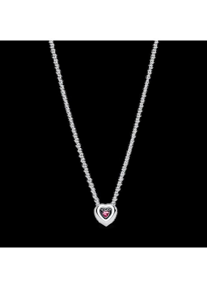 Серебряное Колье Пандора "Розовое сердце" 398425C02 Kabluchka (355462784)