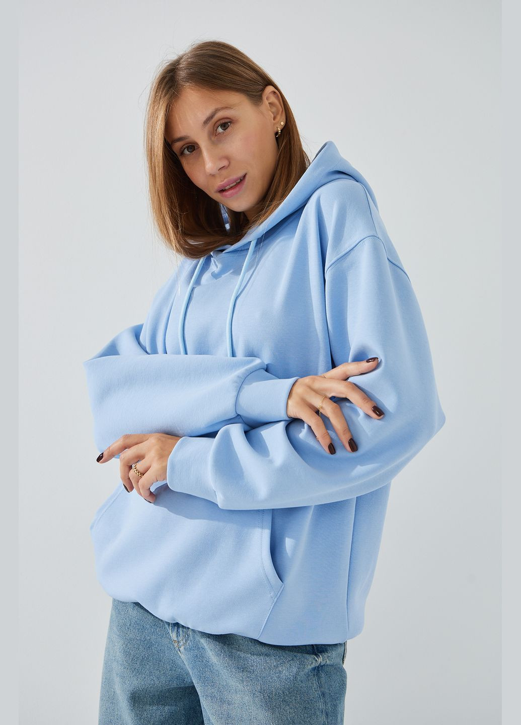 Худи однотонный женский 24-09 Голубой shop (2000990546180) On me (316000591)