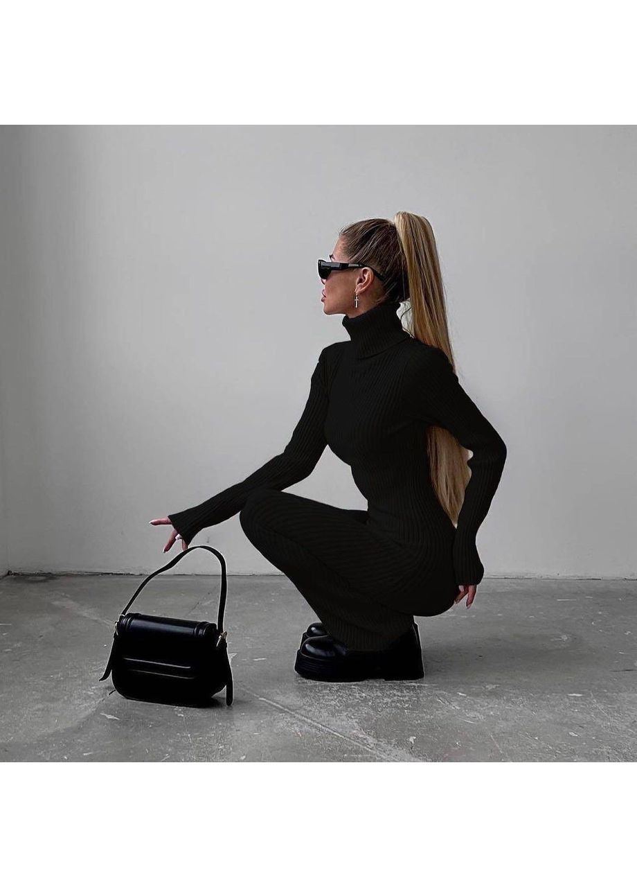 Черное повседневный, вечернее, деловое, кэжуал женское платье силуэтная No Brand однотонное