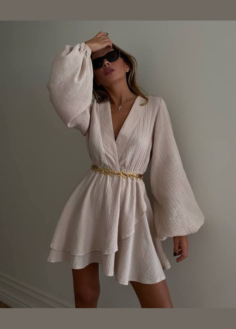 Бежевое повседневный платье DK/DL Мода без кордонів однотонное