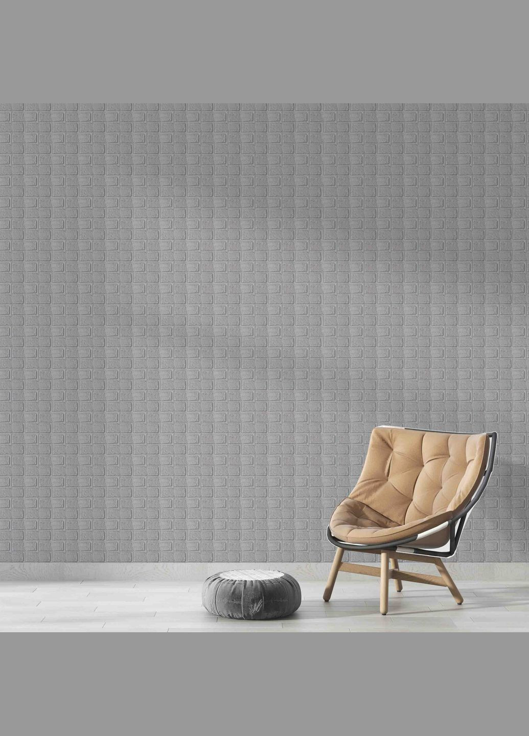 Самоклеюча декоративна 3D панель цегла деко сіра 700x700x5 мм Loft Expert (298400431)