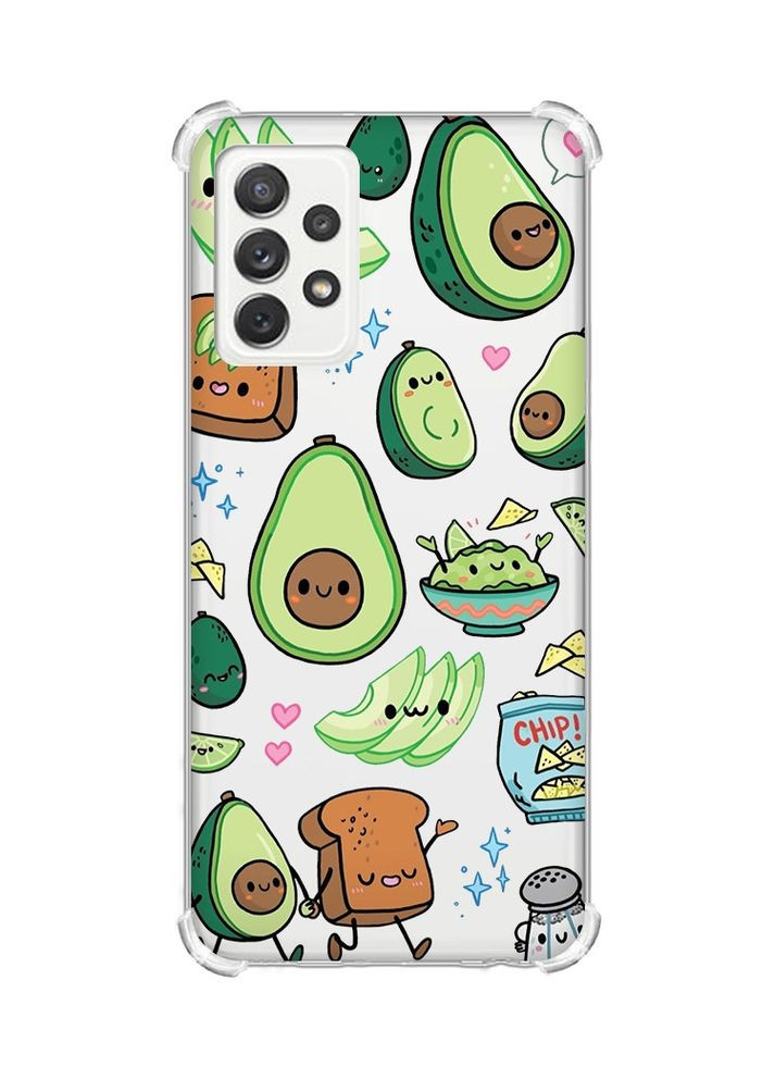 Чехол с утолщёнными углами на Samsung Galaxy A72:: Милашки авокадо каваи (принт 305) Creative (360682688)