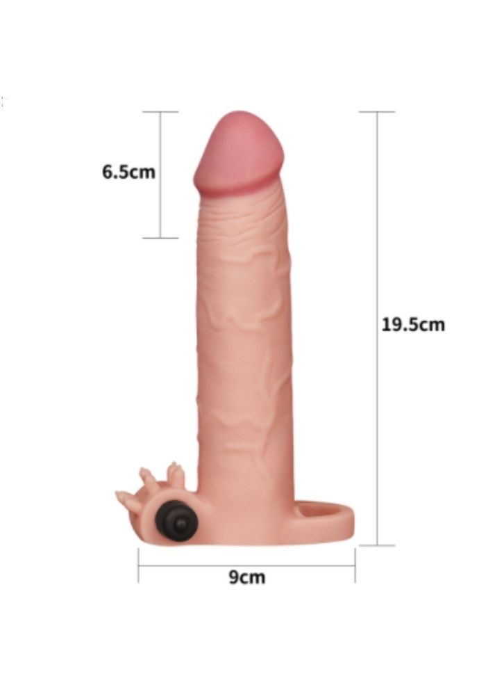 Насадка тілесна на член з кібершкіри та вібрацією + 7.6 см "Add 3" Lovetoy (301646599)