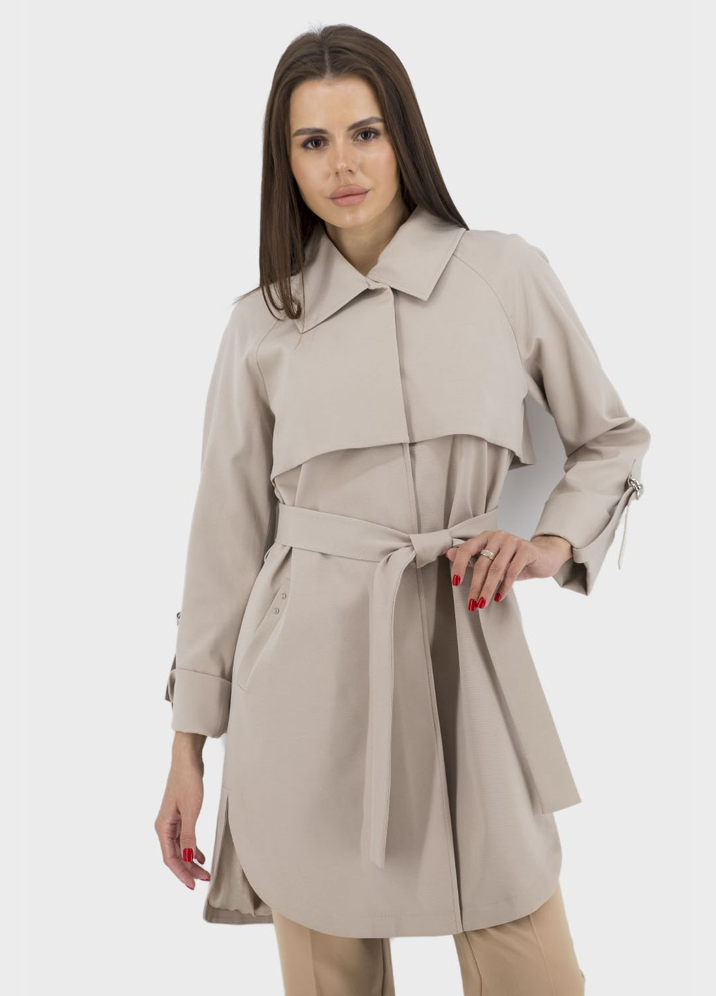 Женский плащ Kent (светлосерый, ), 36241 на кнопках демисезон (331785544)