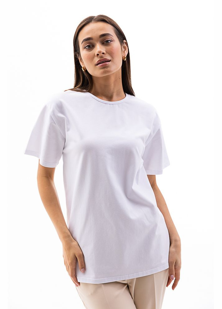 Біла літня жіноча футболка з вирізом на спині знизу Arjen