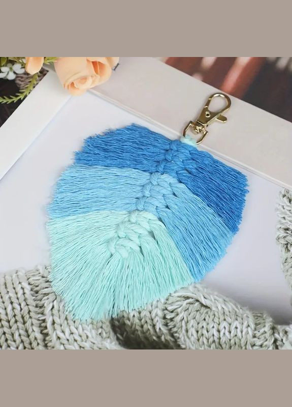 Набір макраме для творчості та ручного в'язання брелока для ключів або декору на сумку 10х16см,синій No Brand (369802728)