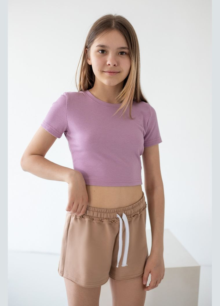 Сиреневая демисезонная топ для девочек 03-8054-84 140 см молочный Авекстекс