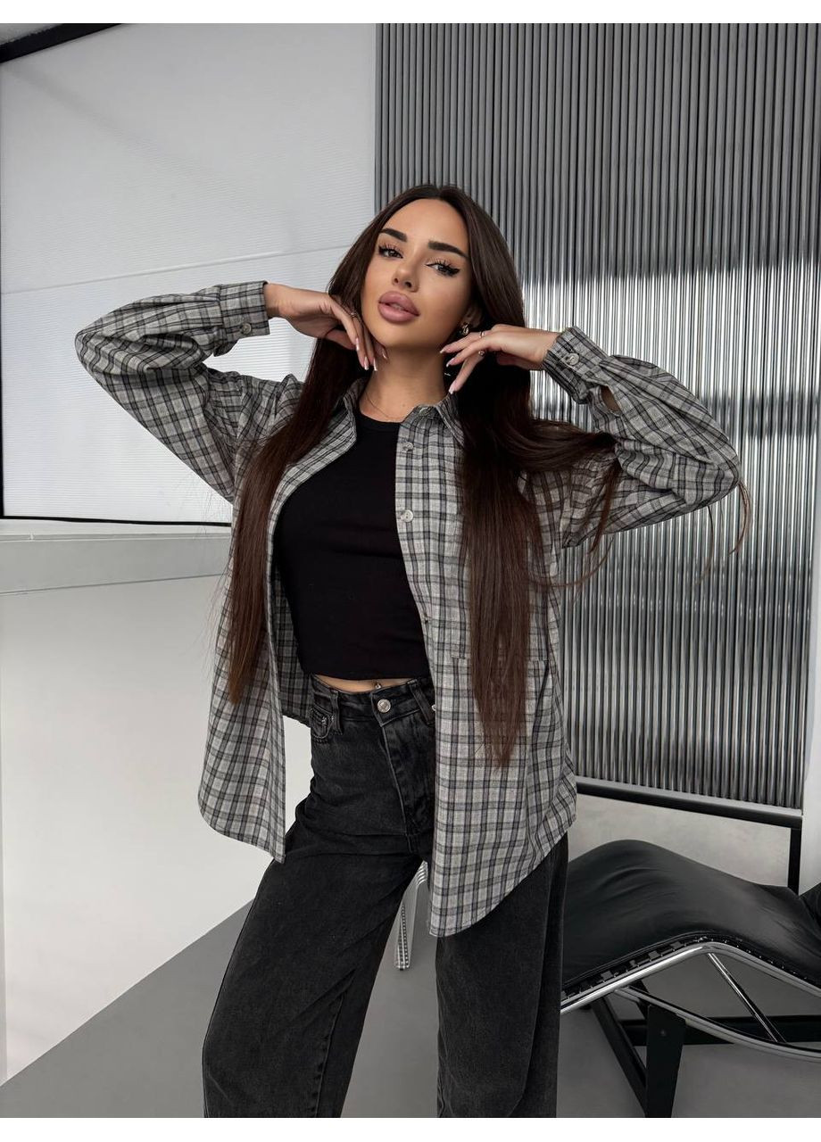 Серая рубашка No Brand