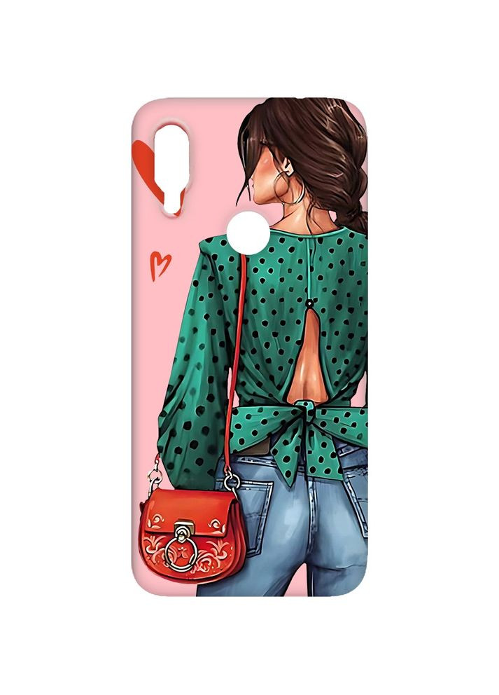 Матовый чехол с розовыми боками на Xiaomi Redmi Note 7/7 Pro:: Девушка в зеленом /принт 224/ Creative (360688764)