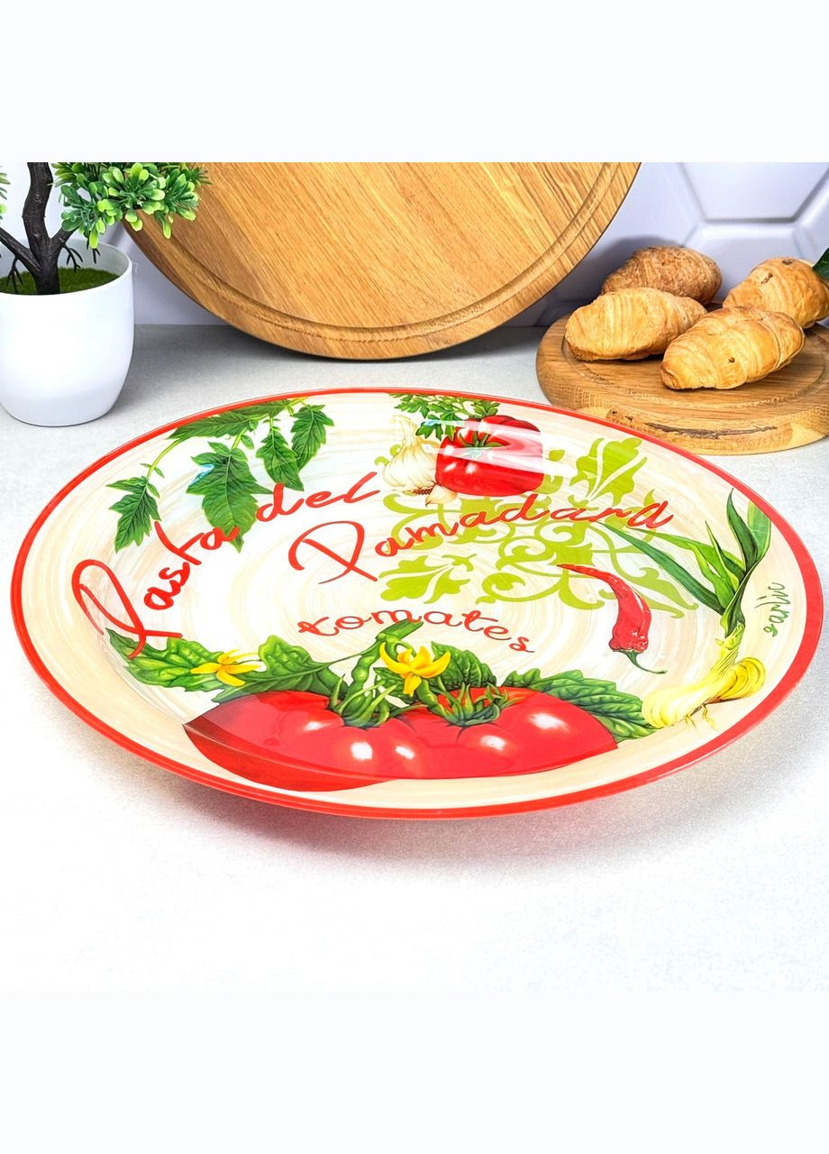 Круглое стеклянное блюдо 37 см с высокими бортиками для сервировки стола No Brand (322425995)