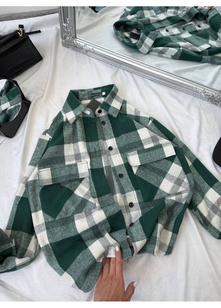 Зеленая спортивная, повседневный, кэжуал рубашка в клетку No Brand с длинным рукавом