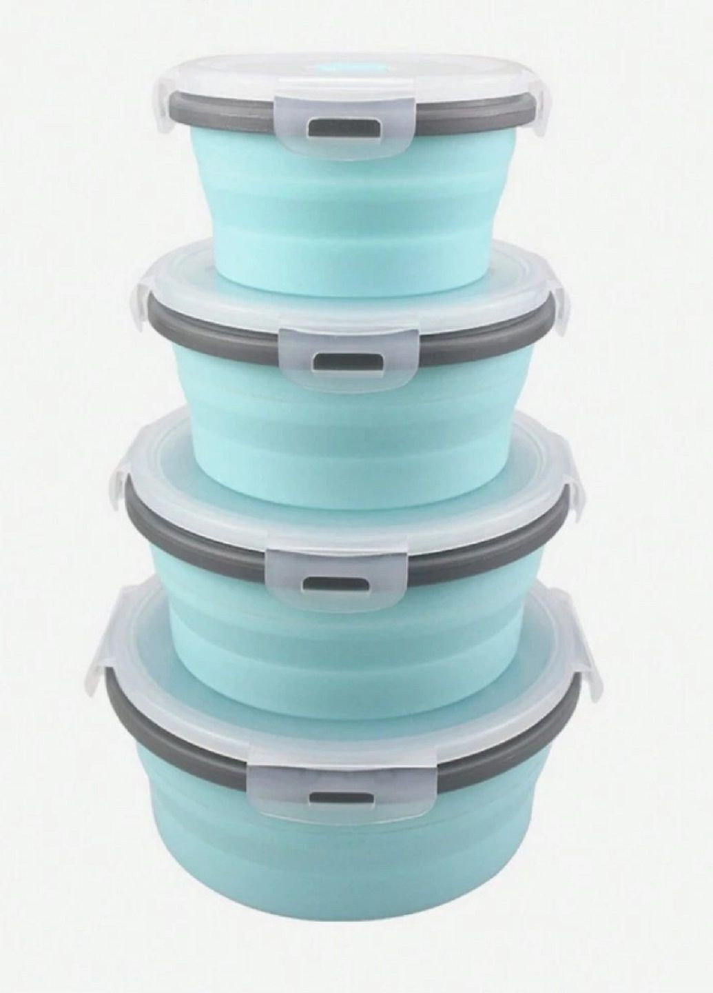 Универсальный складной набор силиконовых Ланч Боксов с 4 предметов с крышками collapsible silicone lunch box VTech (325824569)