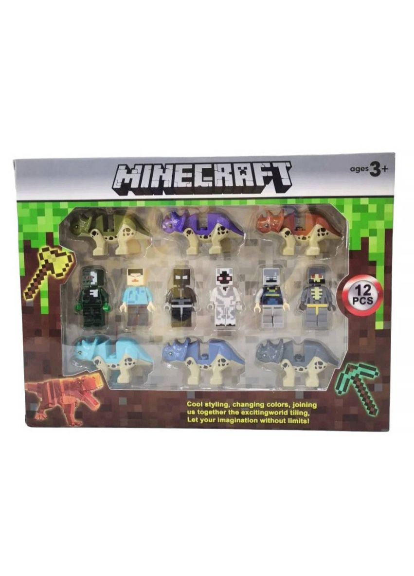 Набор фигурок Майнкрафт Minecraft Герои и Динозавры 12 штук No Brand (351856084)