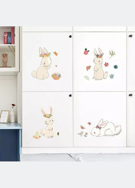 Наклейка на в детскую на стены 4 зайца-кролика Rabbit Party (лист 60 х 40 см) Б405-5 No Brand (302242198)