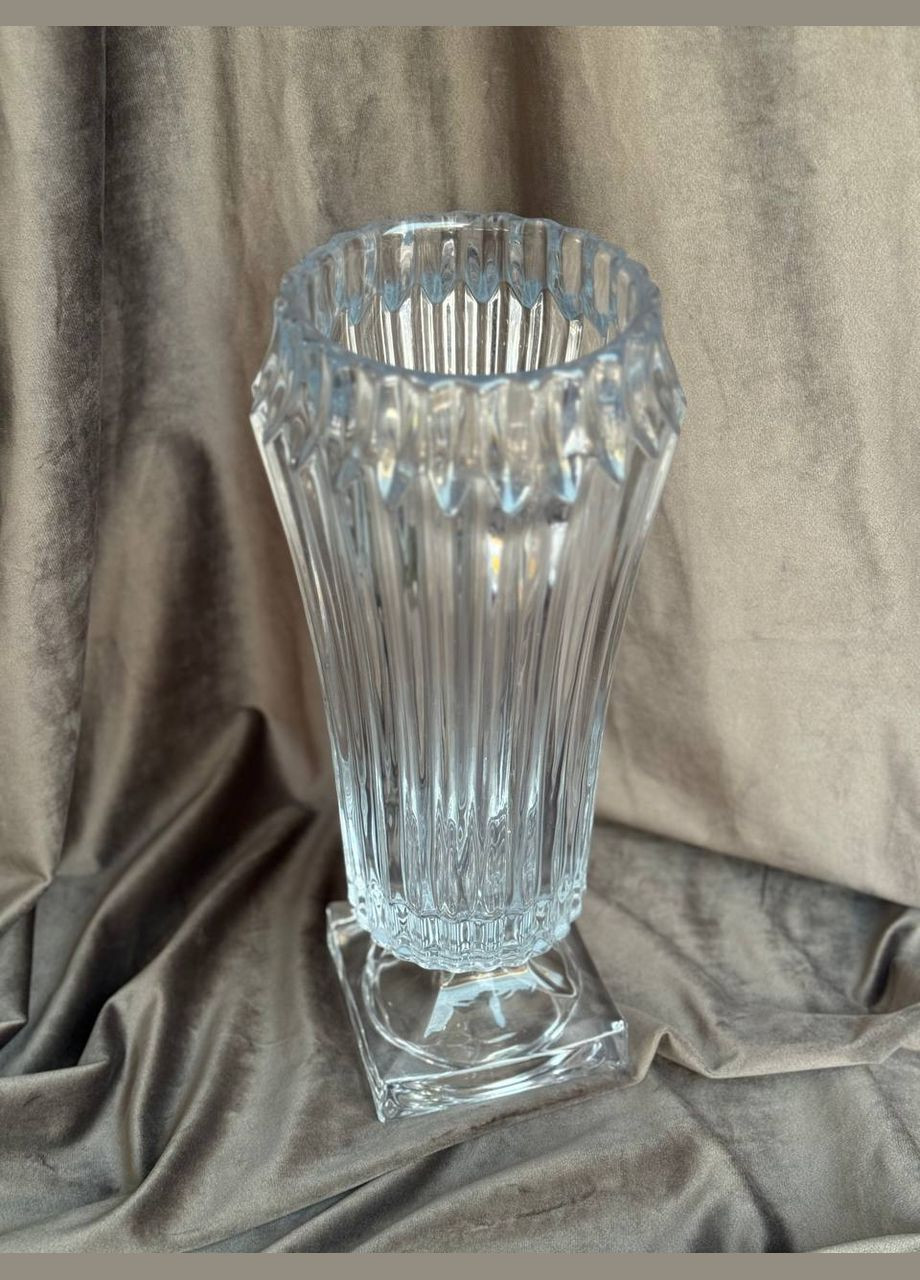 Ваза декоративна Minimalist скляна фігурна 34.5 см Прозорий HP-19-141 Yiwu (338195377)