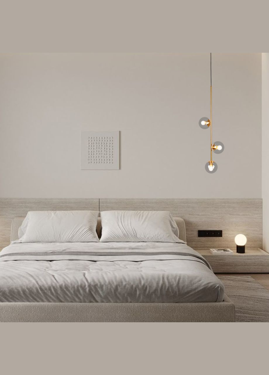 Подвесной светильник на 3 лампы с 13см плафонами (52-1015-3 BRZ+CL) No Brand (370070921)