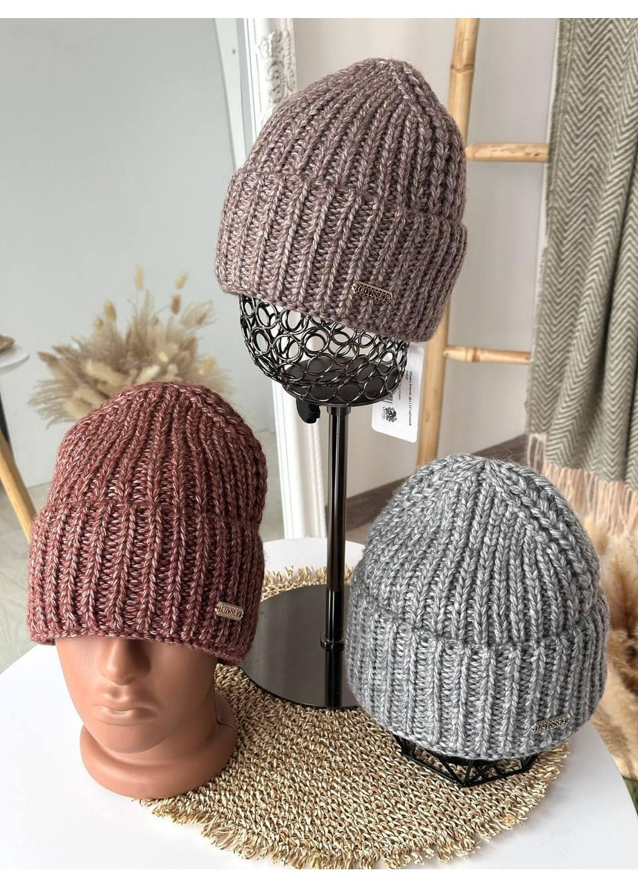 Женская шапка стильная красивая. Мужская шапка с двойным отворотом No Brand (362917710)