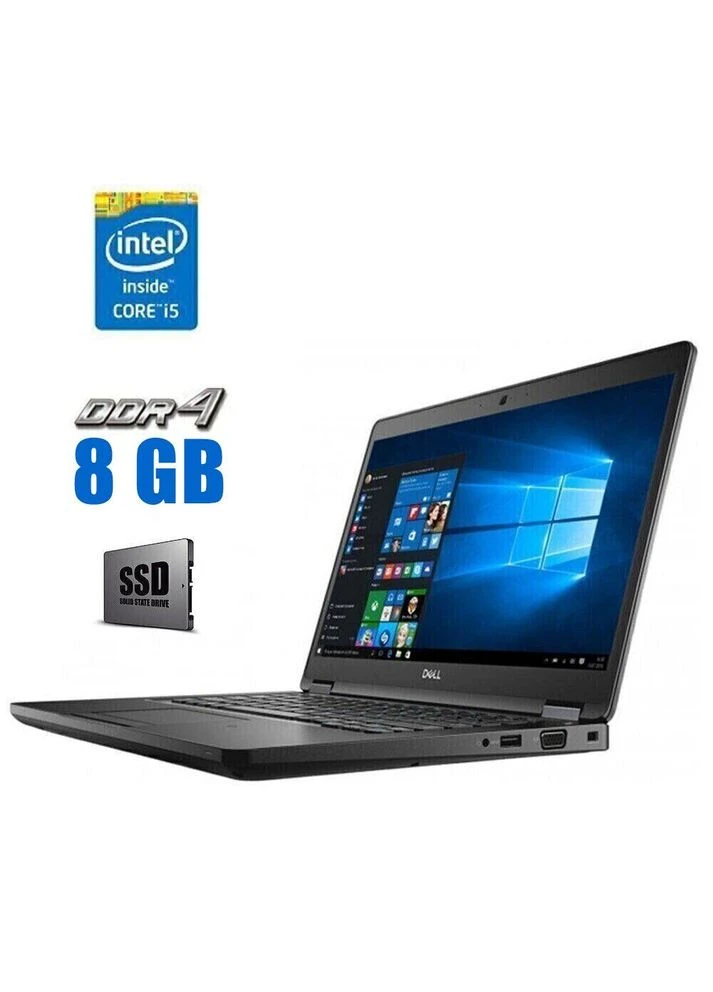 Ноутбук Latitude E5480 / 14" (1920x1080) IPS / Intel Core i5-7200U (2 (4) ядра по 2.5 - 3.1 GHz) / 8 GB DDR4 / 480 GB SSD / Dell (398129948)