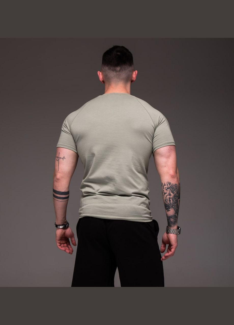 Хаки (оливковая) мужская футболка хаки рукав реглан No Brand