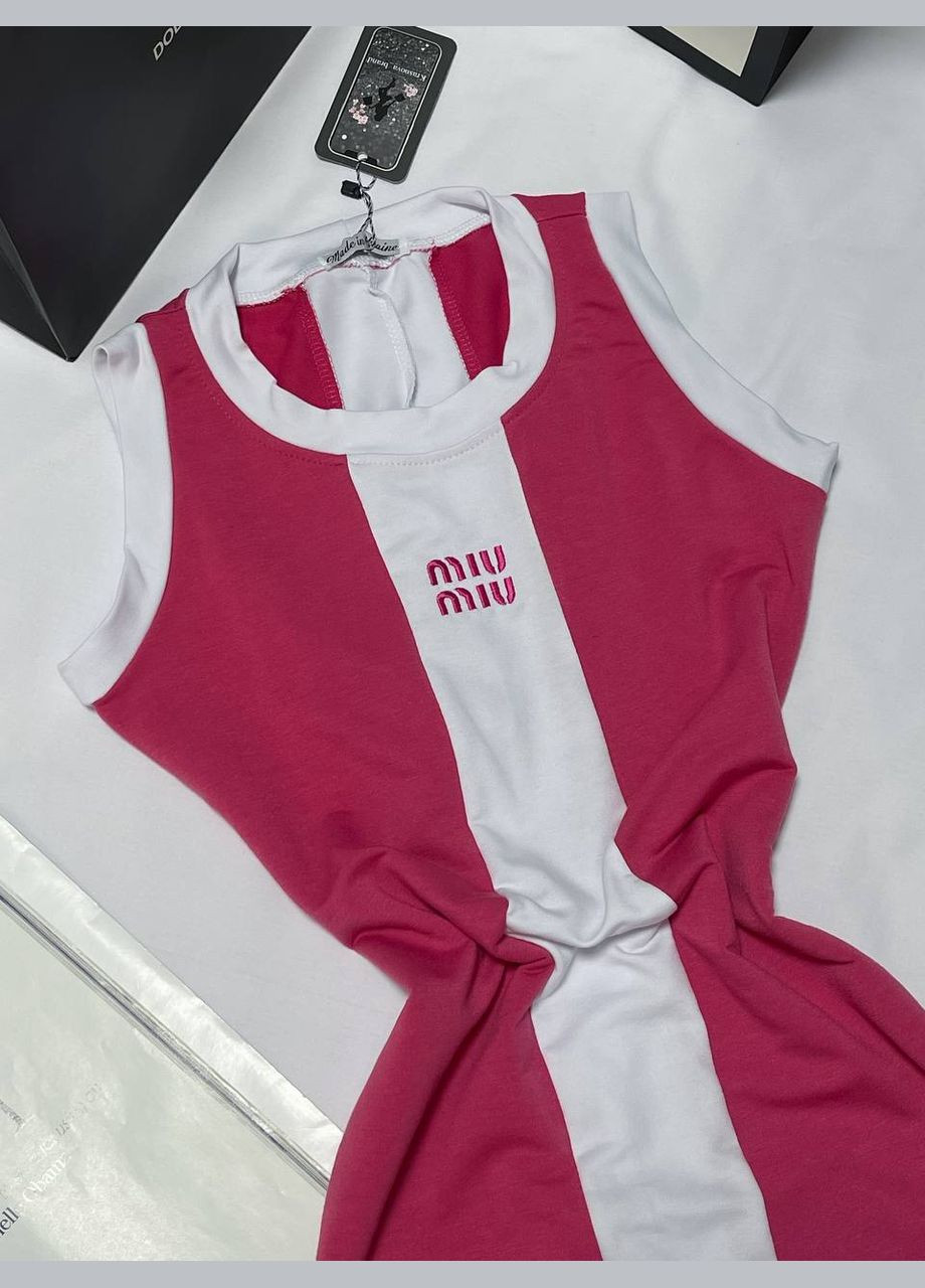 Розовое повседневный женское стильное платье - майка с разрезом футляр Україна с надписью