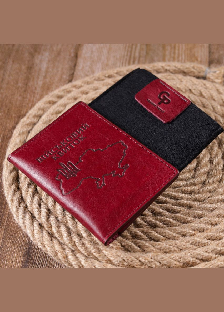 Женская обложка на военный билет из глянцевой кожи Карта бордовая 16779 Grande Pelle (362418395)