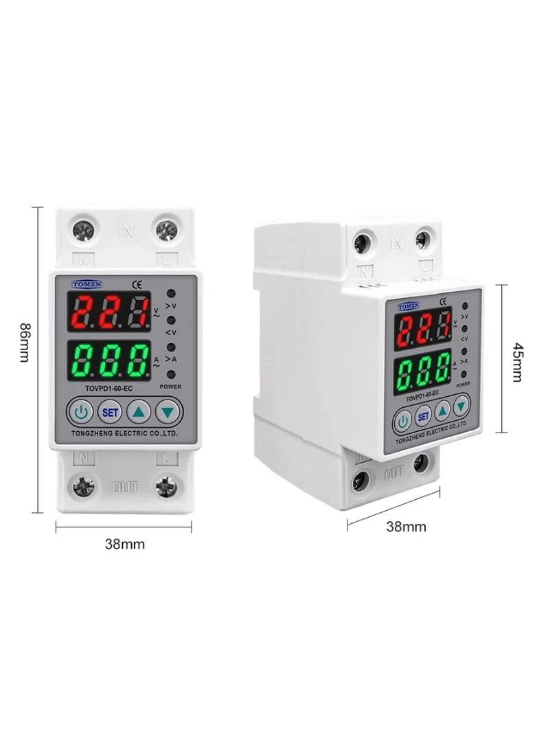 Реле защиты от напряжения на DIN-рейку TOVPD1-60 230V 63A Tomzn (388645666)