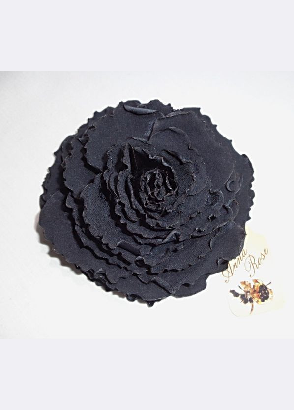 Брошь цветок из ткани ручной работы "Черная атласная гвоздика" No Brand (349843009)