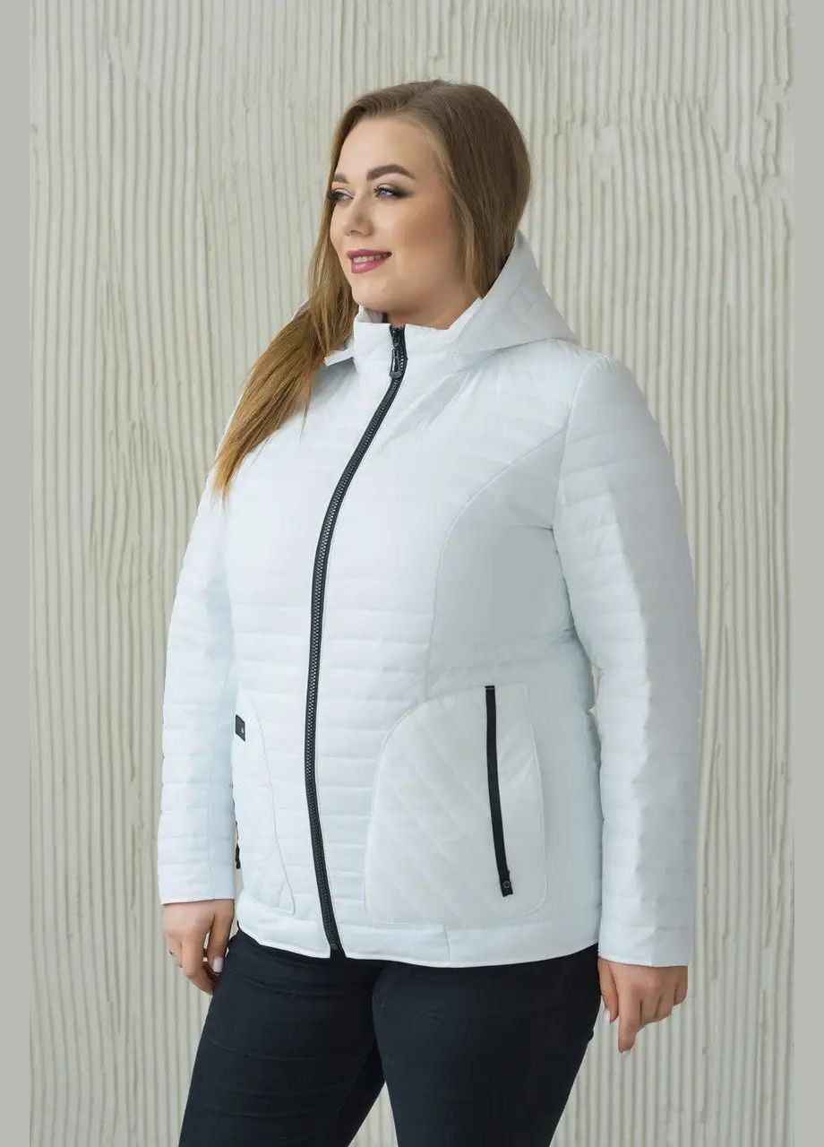 Белая демисезонная женская демисезонная куртка большого размера SK