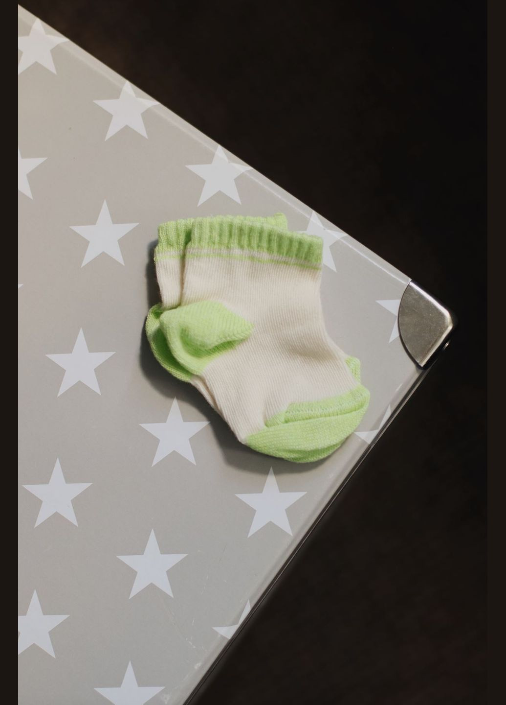 Комбинированный демисезонный носки деми белые (салатовая пятка) No Brand