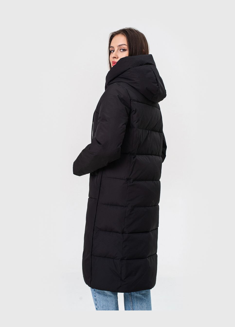 Чорна зимня базова куртка-пальто з капюшоном модель Icebear 790