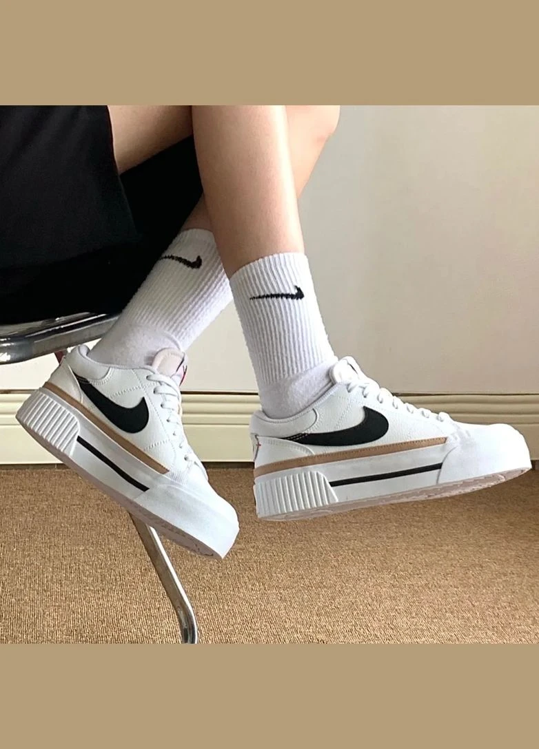 Белые кроссовки court legacy lift white hemp desert ochre - dm7590-100 Nike