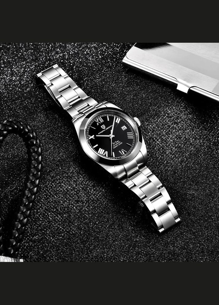 PD-1691 Silver-Black механический с автоподзаводом сasual, классический Pagani Design (342323344)