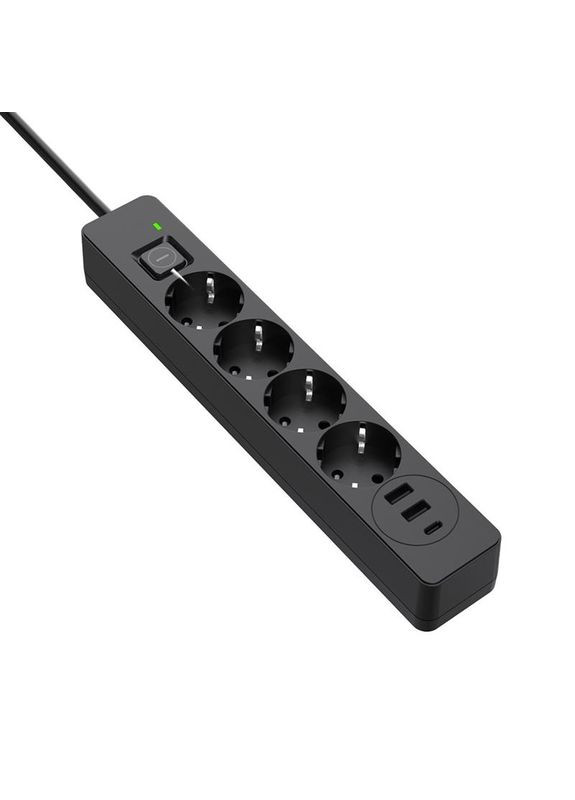 Фильтр питания CW-CHE432PDB 4 розетки, 3USB (2USB-A+1 TYPE-C) (24W), 2м, Black Colorway (336958714)