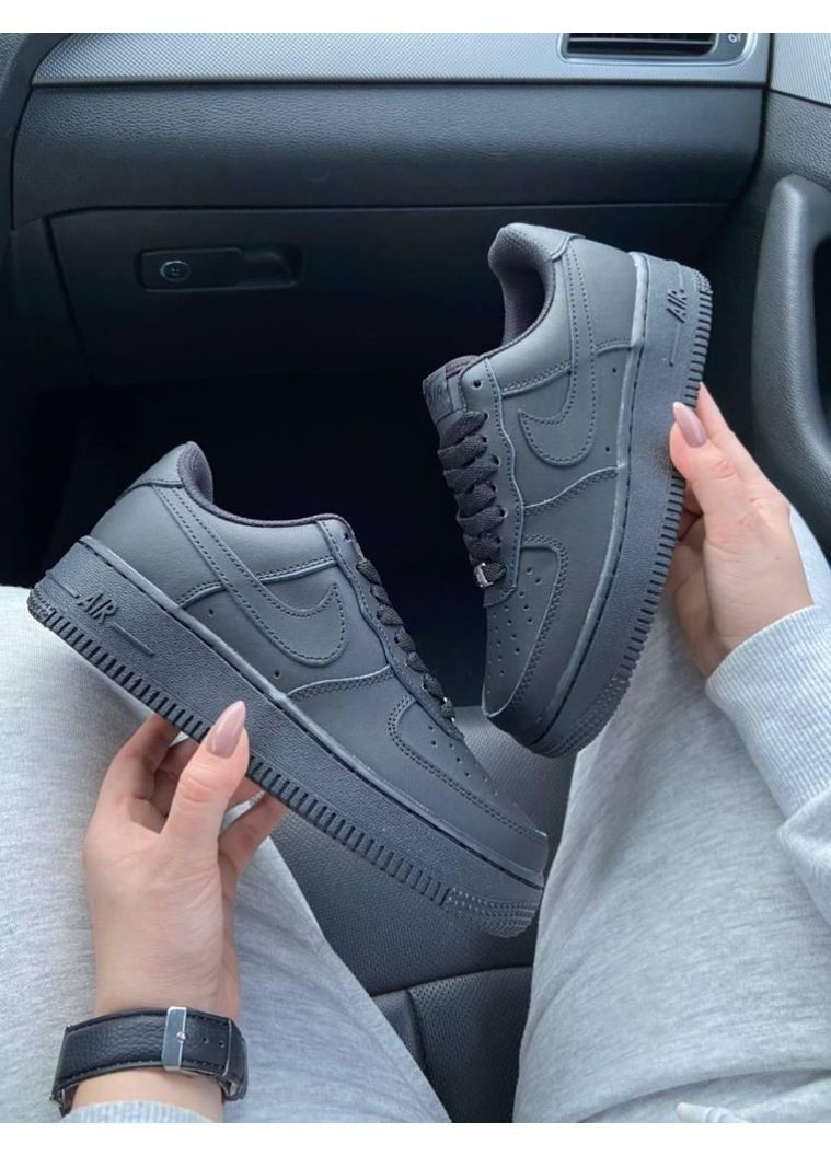 Чорні Осінні кросівки чоловічі nike air force 1 classic black найк аір форс 1 преміум No Brand