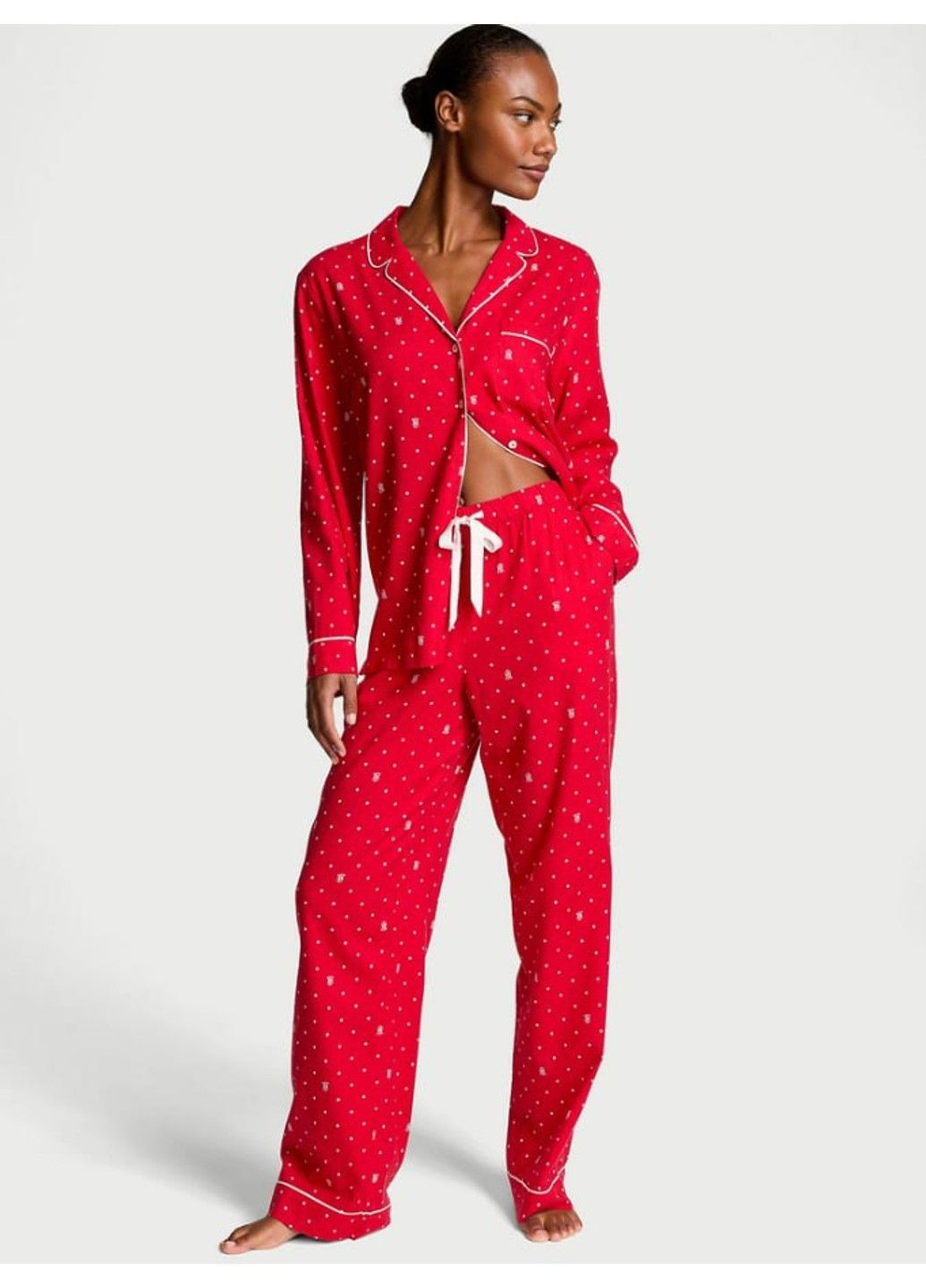 Красная всесезон фланелевая пижама flannel long pajama set Victoria's Secret