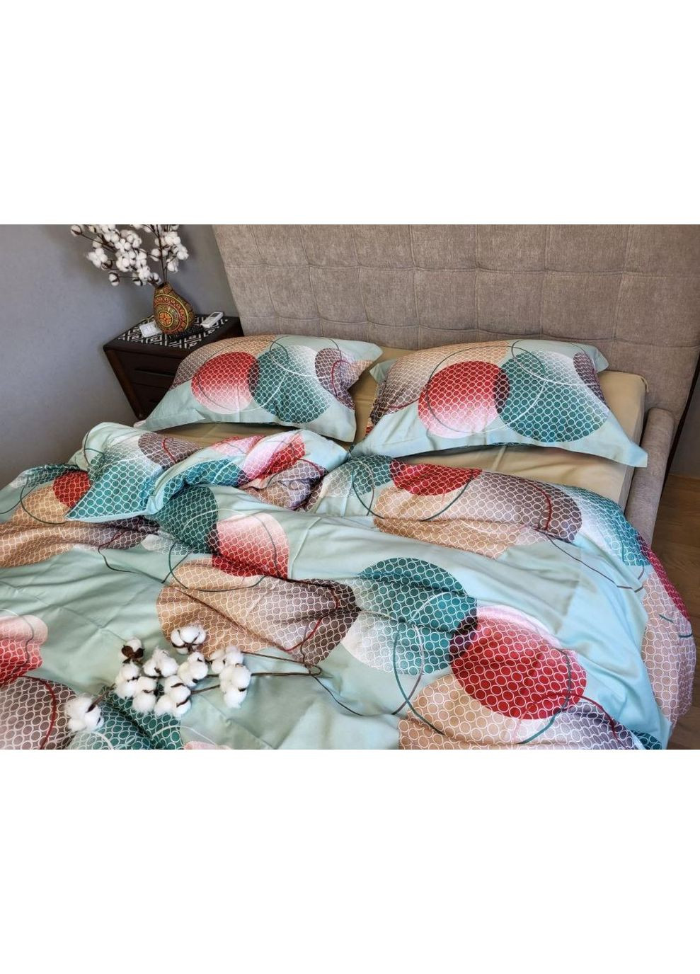 Постільна білизна з резинкою TOLEDO COLORFUL, сатин PREMIUM Полуторний розмір, наволочки 70/70 No Brand (364218391)