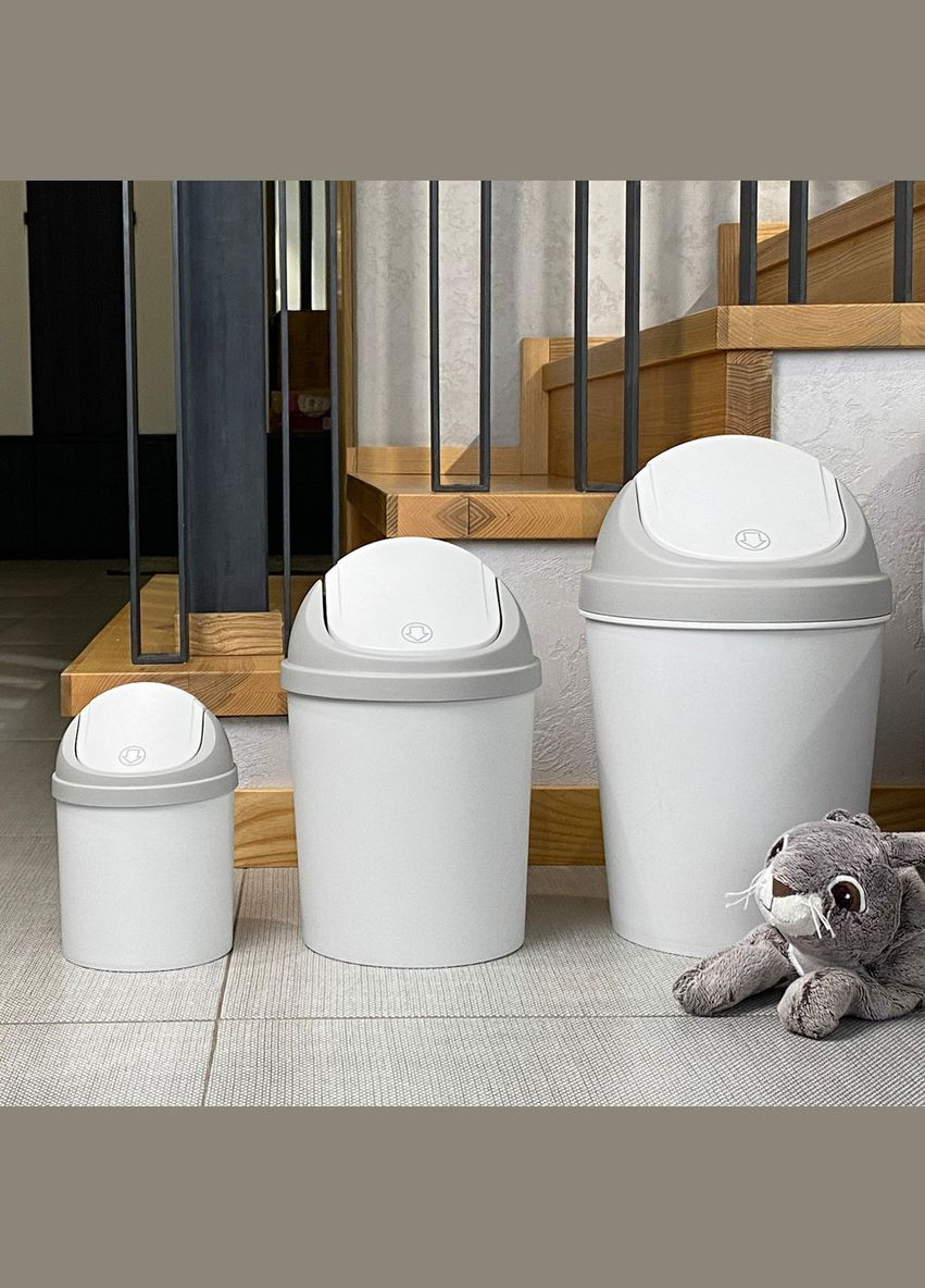 Відро для сміття з кришкою MVM BIN-10 9 л Сіре (BIN-10 9L GRAY) МВМ (365280695)