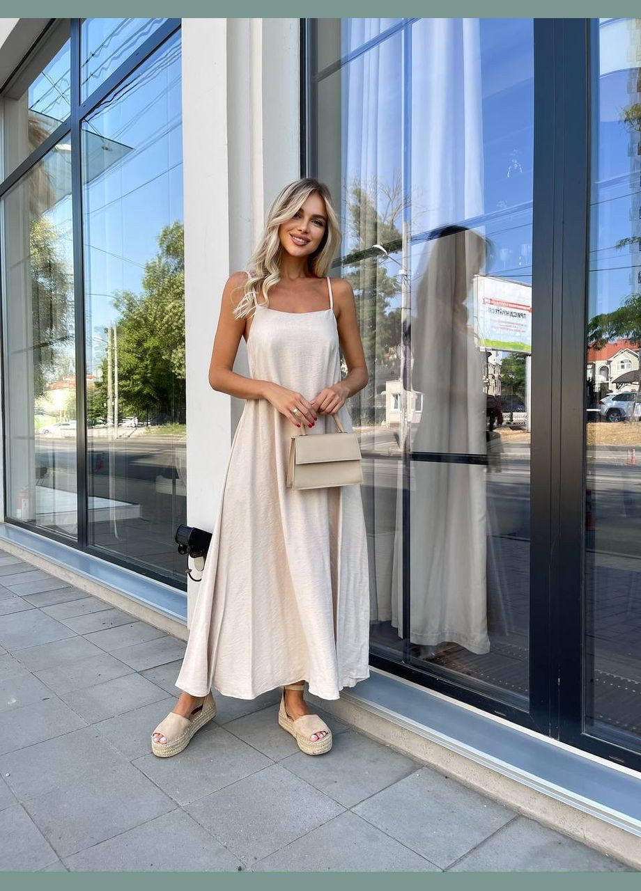 Летний женский модный женский летний сарафан из льна Україна однотонный