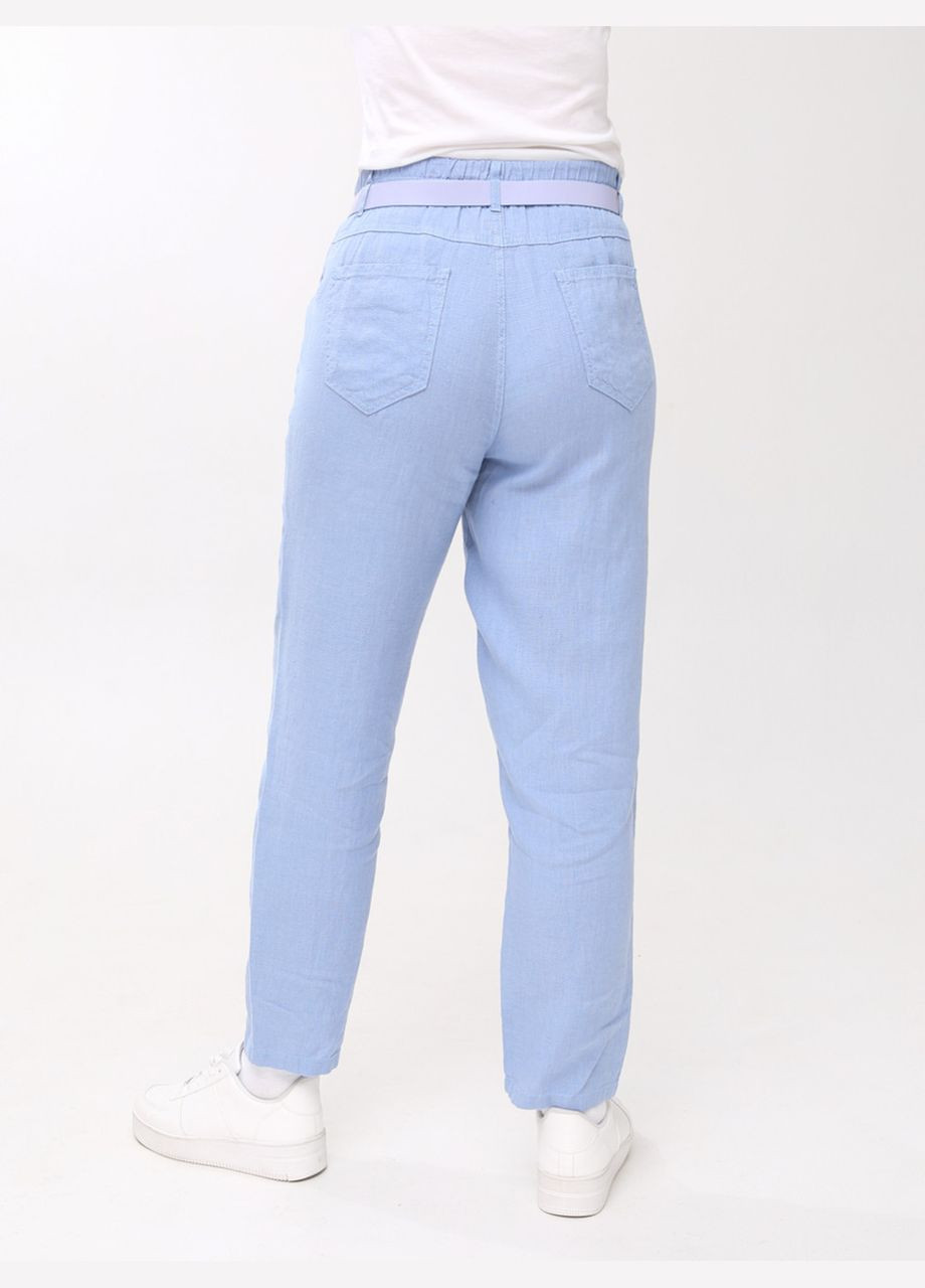 Брюки женские голубые прямые льняные летние CARMITO Пряма (297373575)